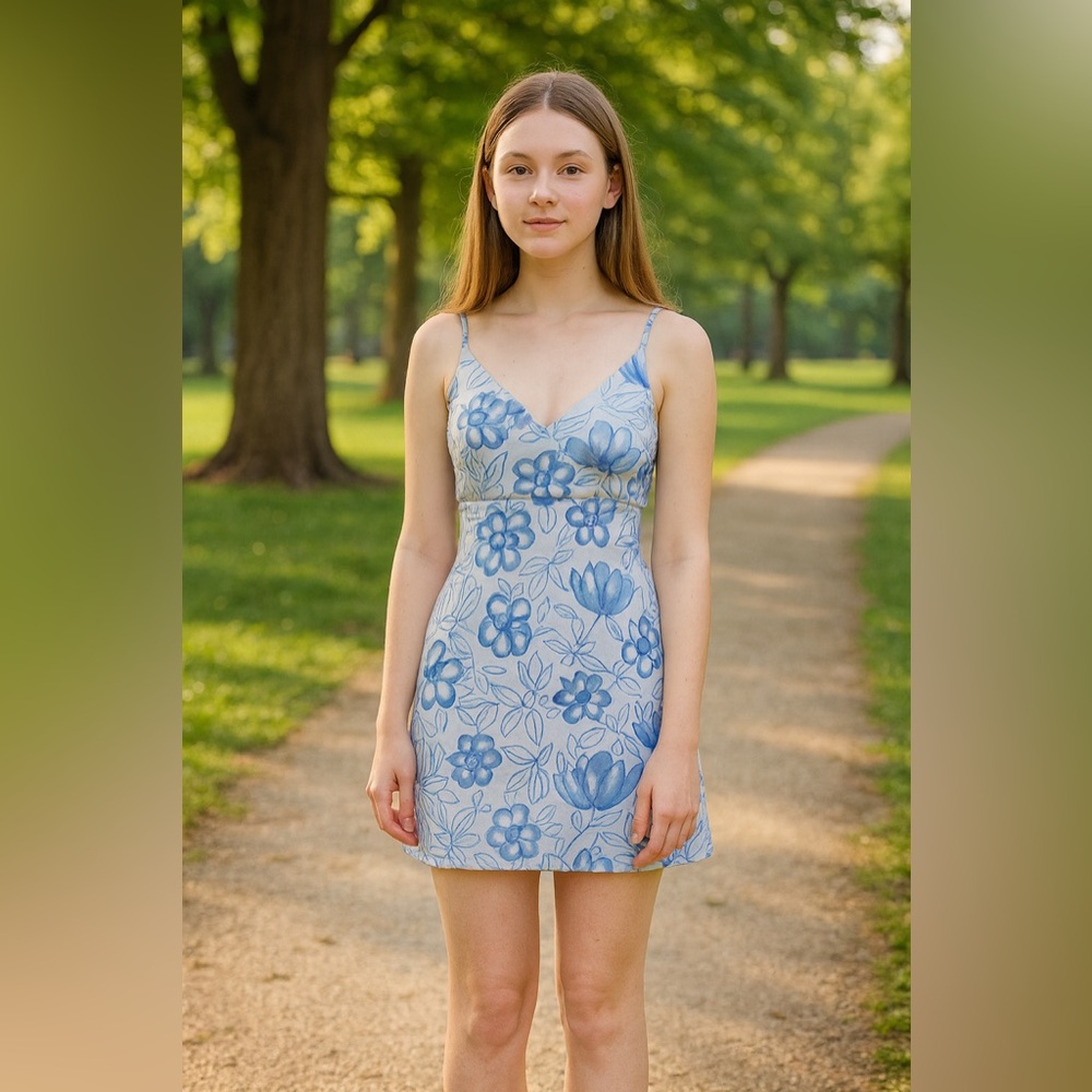 Embrace USA Vintage Blue floral dress